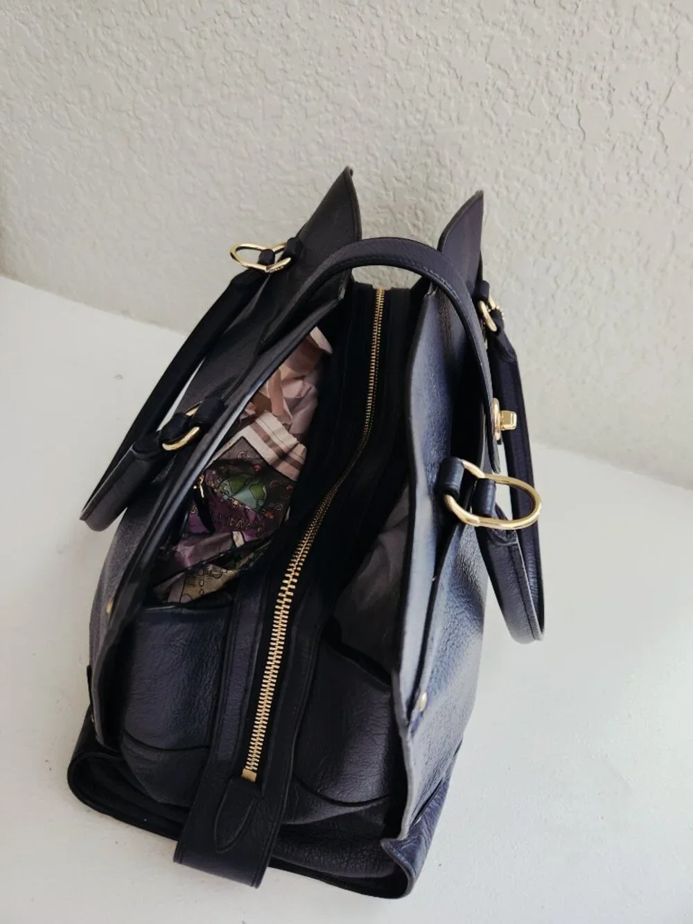 Like New Coach Mercer Midnight/ Blue Leather Shoulder Bag Tote Purse